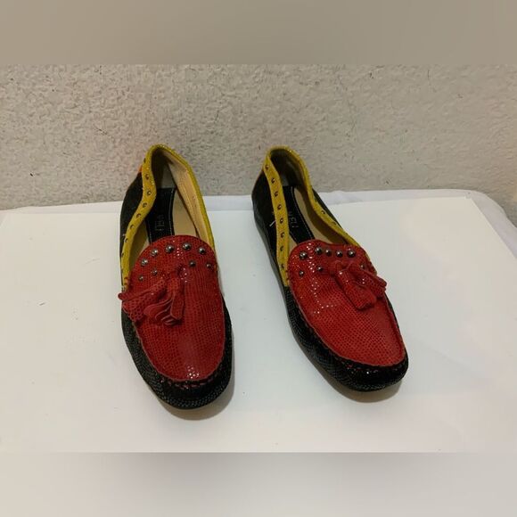 Vaneli Driving Loafer Leather Shoe Slip On Red Black Yellow 9.5A - Picture 1 of 9